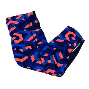 Athleta Cropped Geometric Blue and Pink Leggings Size XS